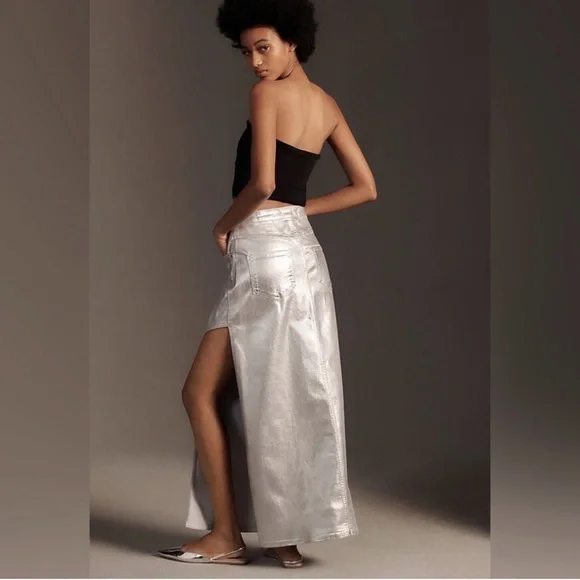 Anthropologie Silver Maxi Skirt - Picture 2 of 7